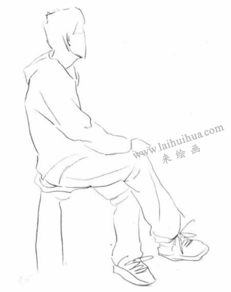男性坐姿速写作画步骤02