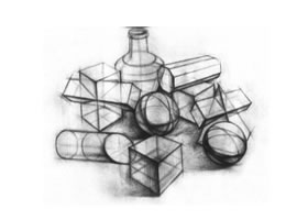 石膏几何形体的结构素描表现方法