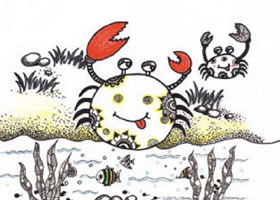 大螃蟹儿童装饰画作画步骤