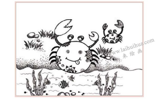 大螃蟹儿童装饰画作画步骤图示03