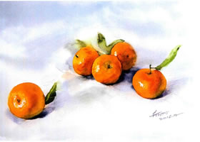 橘子水彩画法