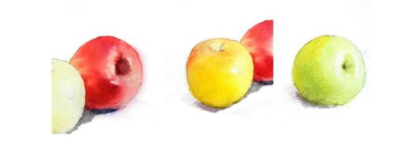 红苹果和绿苹果水彩画法步骤图示03