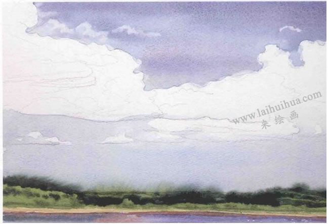 水粉白云怎么画自然图片
