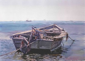 渔船的水彩画法步骤