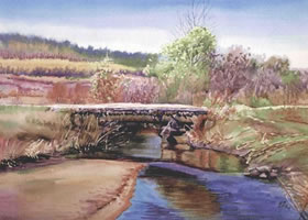 木桥的水彩画法步骤