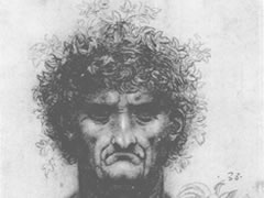 达芬奇《男人肖像和狮子头部速写》素描高清大图