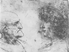 达芬奇《两个男人的侧面肖像》经典素描高清大图
