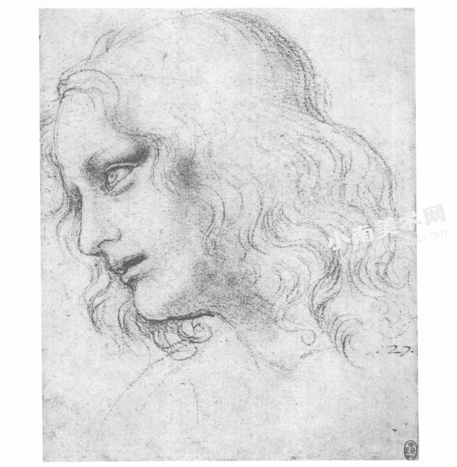 达芬奇《圣菲利浦的头像》经典素描高清大图