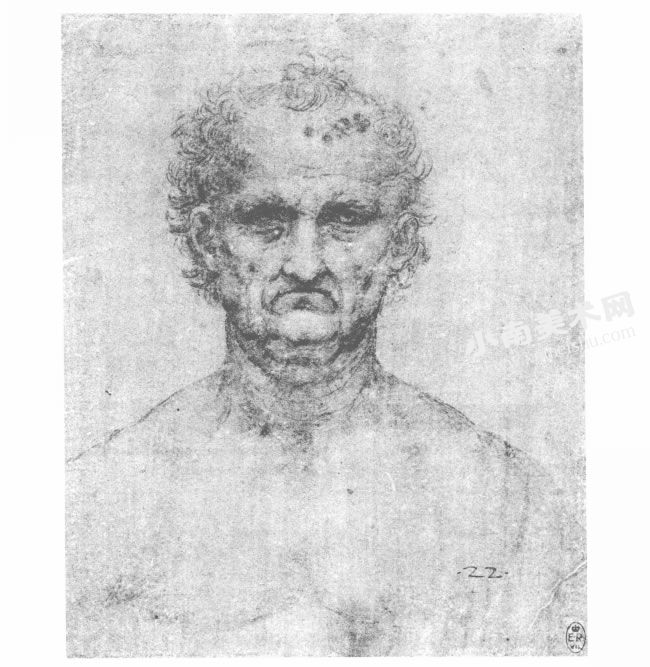 达芬奇《男人半身肖像》经典素描高清大图