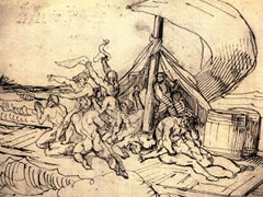 泰奥多尔•籍里柯《梅杜萨之筏草图》素描作品欣赏