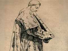 弗拉戈纳尔《站立的教士》素描作品欣赏