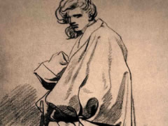 弗拉戈纳尔《站立的男子》素描作品欣赏