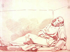 弗拉戈纳尔《休息的教士》素描作品欣赏