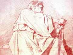弗拉戈纳尔《坐着的男子》素描作品欣赏