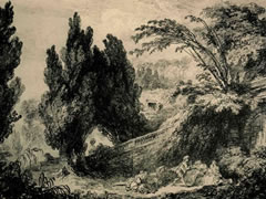 弗拉戈纳尔《公园的风景》素描作品欣赏