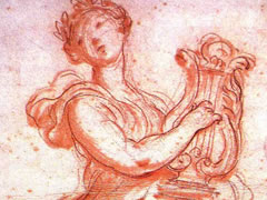 弗拉戈纳尔《弹琴的女子》素描作品欣赏