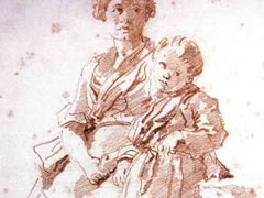 弗拉戈纳尔《两个意大利女孩》素描作品欣赏
