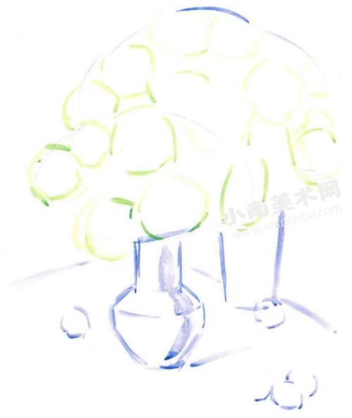《瓶中月季》水粉画作画步骤图示01