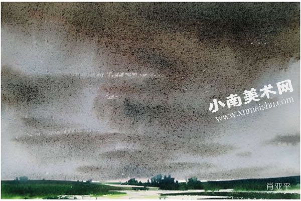 乌云的水彩画画法与步骤图示03