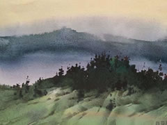 远山、中景山、近景山的水彩画画法与步骤图示
