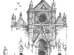 意大利佛罗伦萨圣十字教堂速写作品欣赏