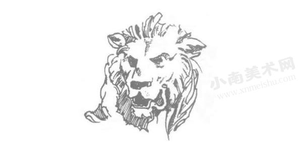 狮子石雕钢笔画速写画法步骤图示01