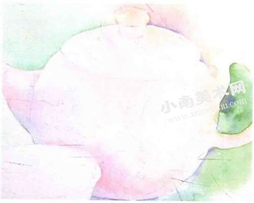 精制的茶具水彩画绘制步骤图示04