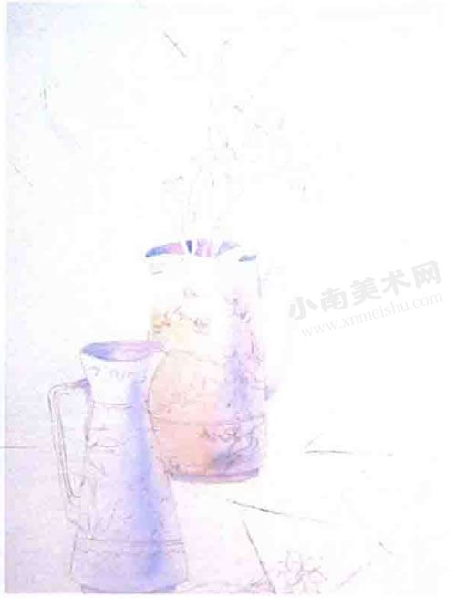青花瓷瓶水彩画绘制步骤图示05