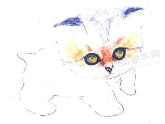 可爱的小猫咪水彩画绘制步骤图示04