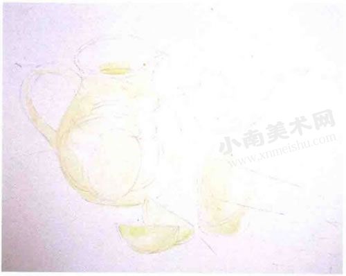 清凉的柠檬水水彩画绘制步骤图示03