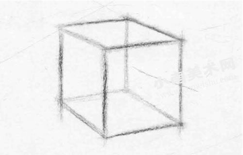 素描石膏立方体画法绘制步骤图示02