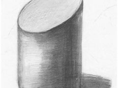 素描石膏斜切面圆柱体画法绘制步骤图示