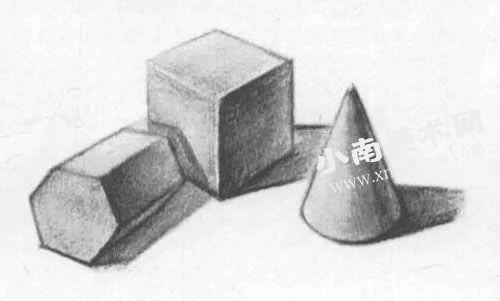素描石膏三个几何体组合画法步骤图示04