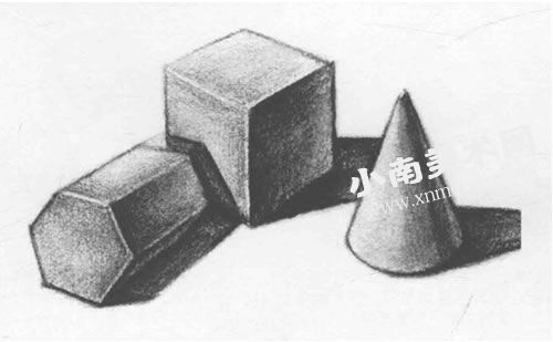 素描石膏三个几何体组合画法步骤图示05
