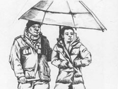 【人物速写】共伞的两个人速写绘制步骤图示