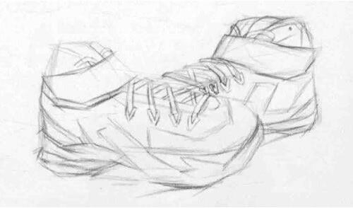 运动鞋素描画法绘制步骤图示02