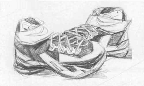 运动鞋素描画法绘制步骤图示03