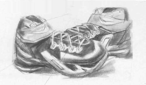 运动鞋素描画法绘制步骤图示04