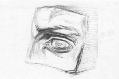 石膏雕塑人物眼睛素描画法绘制步骤图示04