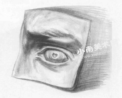 石膏雕塑人物眼睛素描画法绘制步骤图示06