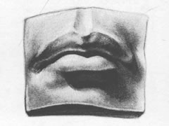 【石膏素描】石膏雕塑人物嘴唇素描画法绘制步骤图示