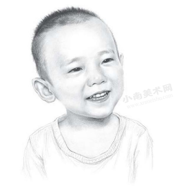 快乐的小男孩素描画法绘制步骤图示06