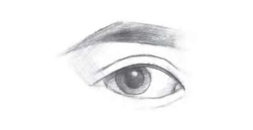 眉毛和眼睛的素描画法步骤图示03