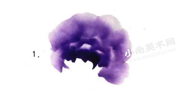 写意紫牡丹花头的画法步骤图示01