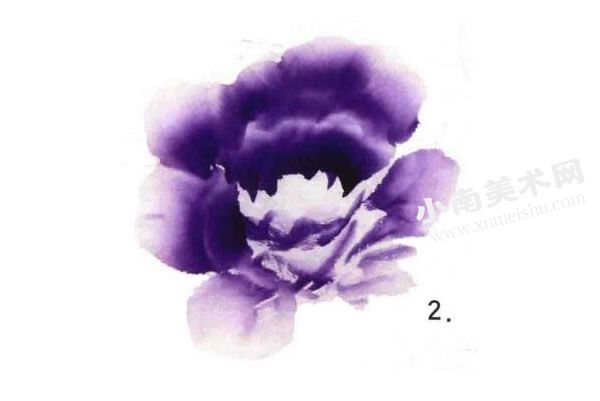 写意紫牡丹花头的画法步骤图示02