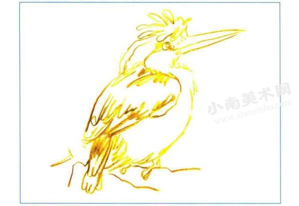 翠鸟彩色铅笔画创作步骤图示01