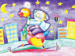 【儿童画教程】怪诞博士的新发明彩色铅笔涂画步骤图示