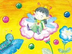 【儿童画教程】花仙子彩色铅笔涂画步骤图示