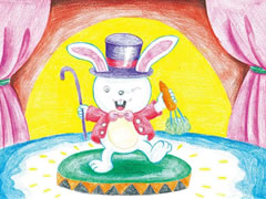【儿童画教程】会变魔术的小兔彩色铅笔涂画步骤图示