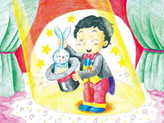 【儿童画教程】魔术表演彩色铅笔涂画步骤图示